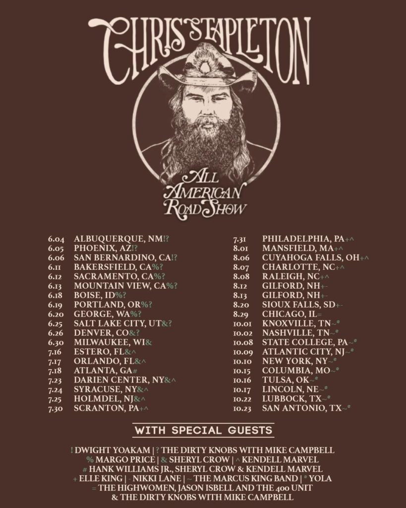 Chris Stapleton Announces "AllAmerican Road Show" Tour Loud Hailer